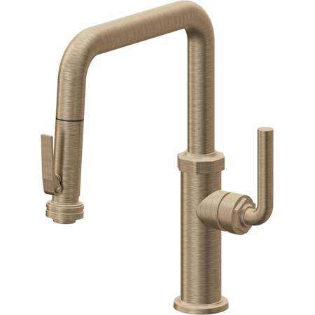 California Faucets Descanso Kitchen 1.8 GPM Single Hole Pre-Rinse Pull Down Kitchen Faucet - Includes Escutcheon Antique Brass Flat