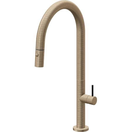 California Faucets Poetto 1.8 GPM Single Handle Single Hole Pull-Down Spray Kitchen Faucet With High Arc Spout Antique Brass Flat