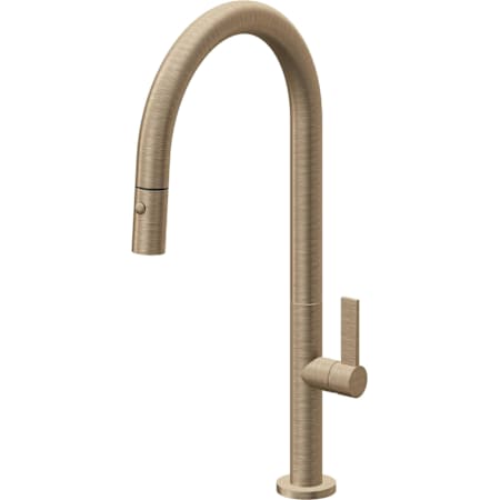 California Faucets Poetto 1.8 GPM Single Hole Pre-Rinse Pull Down Kitchen Faucet - Includes Escutcheon Antique Brass Flat
