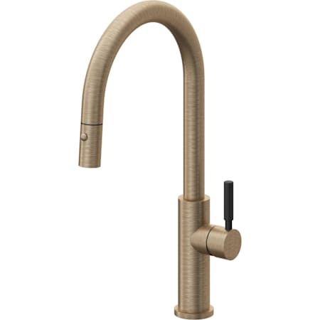 California Faucets Corsano 1.8 GPM Single Handle Single Hole Pull-Down Spray Kitchen Faucet With High Arc Spout Antique Brass Flat