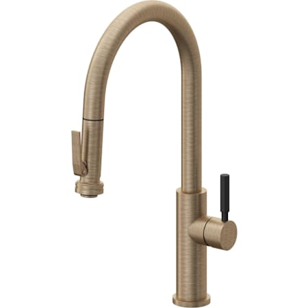 California Faucets Corsano 1.8 GPM Single Hole Pull Down Kitchen Faucet - Includes Escutcheon With High Spout Antique Brass Flat