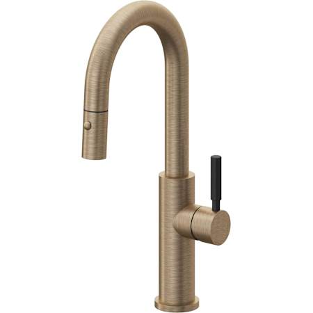 California Faucets Corsano 1.8 GPM Single Handle Single Hole Pull-Down Spray Bar / Prep Faucet Antique Brass Flat