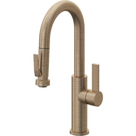 California Faucets Corsano 1.8 GPM Single Hole Pre-Rinse Pull Down Kitchen Faucet - Includes Escutcheon Antique Brass Flat