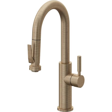 California Faucets Corsano 1.8 GPM Single Hole Pre-Rinse Pull Down Kitchen Faucet - Includes Escutcheon Antique Brass Flat