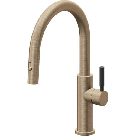 California Faucets Corsano 1.8 GPM Single Hole Pull Down Kitchen Faucet with BST Series Handle and Low Arc Spout Antique Brass Flat