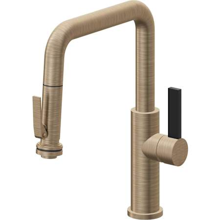 California Faucets Corsano 1.8 GPM Single Hole Pre-Rinse Pull Down Kitchen Faucet - Includes Escutcheon Antique Brass Flat