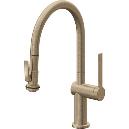 California Faucets La Spezia 1.8 GPM Single Hole Pull Down Kitchen Faucet Antique Brass Flat