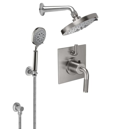 California Faucets Descanso Thermostatic Shower System with Shower Head, Hand Shower, Shower Arm, Hose, and Valve Trim Ultra Stainless Steel