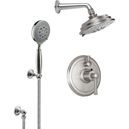 California Faucets Miramar Thermostatic Shower System with Shower Head, Hand Shower, Shower Arm, Hose, and Valve Trim Ultra Stainless Steel