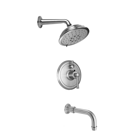California Faucets Miramar Tub and Shower Trim Package with 1.8 GPM Multi Function Shower Head Satin Nickel