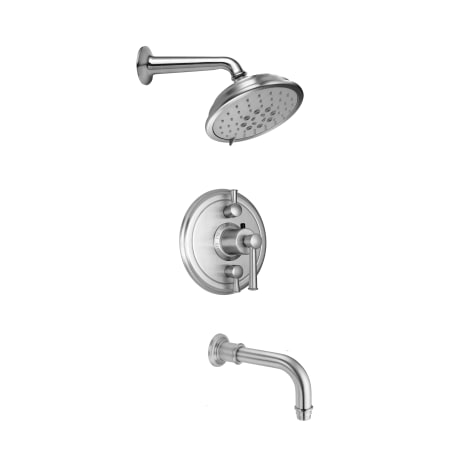 California Faucets Miramar Tub and Shower Trim Package with 2.5 GPM Multi Function Shower Head Satin Nickel