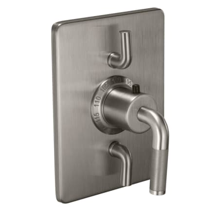 California Faucets Descanso Thermostatic Valve Trim Only with Single Knurled Lever Handle and Double Integrated Volume Controls - Less Rough In Satin Nickel