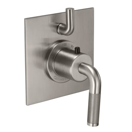 California Faucets Descanso Thermostatic Valve Trim Only with Single Knurled Lever Handle and Integrated Volume Control - Less Rough In Satin Nickel