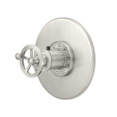 California Faucets Steampunk Bay Thermostatic Valve Trim Only with Single Wheel Handle - Less Rough In Satin Nickel