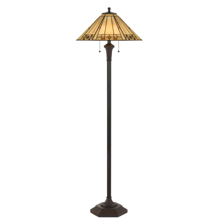 Cal Lighting Tiffany 2 Light 60" Tall Floor Lamp with Stained Glass Shade Matte Black