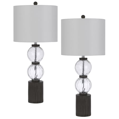 Cal Lighting Pair of (2) Mystic 2 Light 35" Tall Accent Table Lamp Textured Glass / Dark Oak