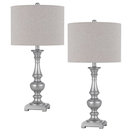 Cal Lighting Pair of (2) Nampa 2 Light 28" Tall Accent Table Lamp Antique Silver