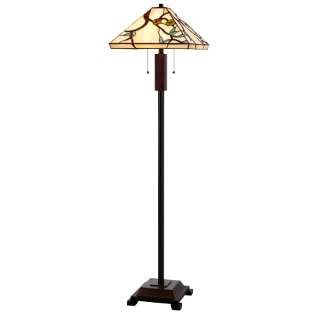 Cal Lighting Tiffany 2 Light 60" Tall Tiffany Floor Lamp Dark Bronze / Wood