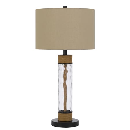 Cal Lighting Bartow 32" Tall Accent Table Lamp Black / Burlap / Textured Glass