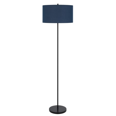 Cal Lighting Cromwell 59" Tall Torchiere Floor Lamp with Dark Blue Shade Dark Bronze / Antique Brass