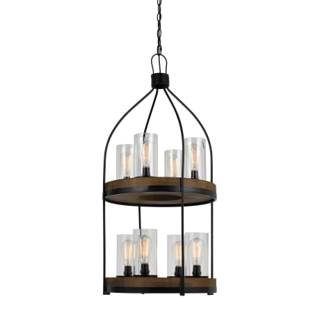 Cal Lighting Chardon 8 Light 20" Wide Chandeliers with Clear Glass Shades Iron / Wood