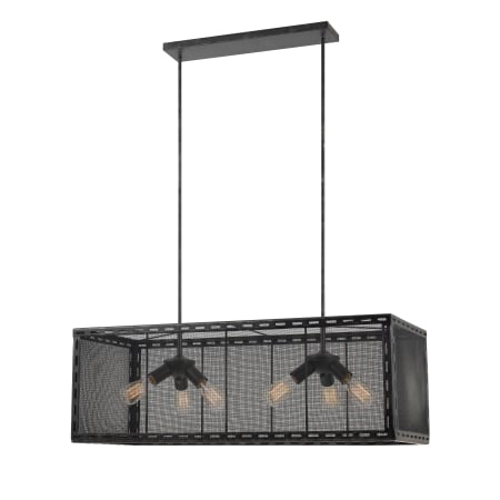 Cal Lighting Evanston 6 Light 40" Wide Single Tier Caged Chandelier with Black Mesh Shade Iron