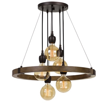 Cal Lighting Martos 5 Light 26" Wide Ring Chandelier Pine / Iron