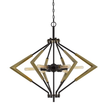 Cal Lighting Malounta 6 Light 32" Wide Chandelier Antique Brass / Black