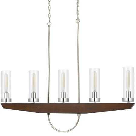 Cal Lighting Ercolano 5 Light 43" Wide Linear Chandelier Wood / Brushed Steel