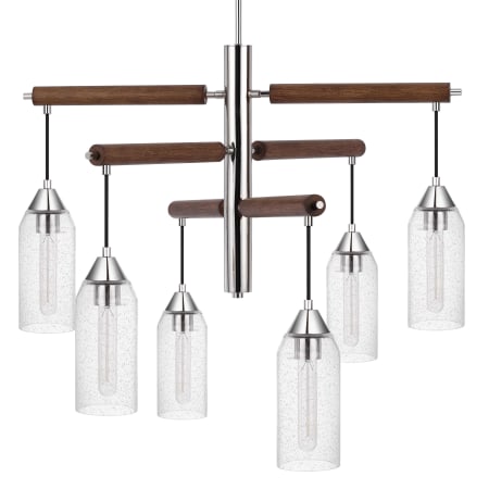 Cal Lighting Massilon 6 Light 32" Wide Sputnik Chandelier Chrome / Wood
