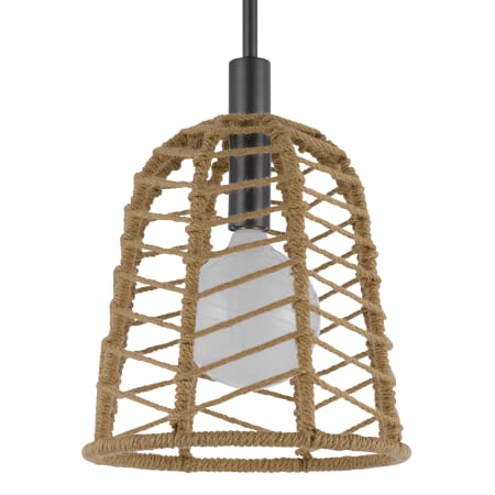 Cal Lighting Parkton 11" Wide Pendant with Burlap Rope Shade Burlap / Charcoal Grey