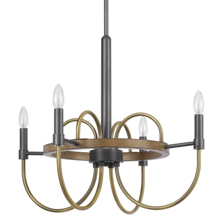 Cal Lighting Seagrove 4 Light 24" Wide Taper Candle Style Chandelier Antique Brass / Charcoal Grey / Wood