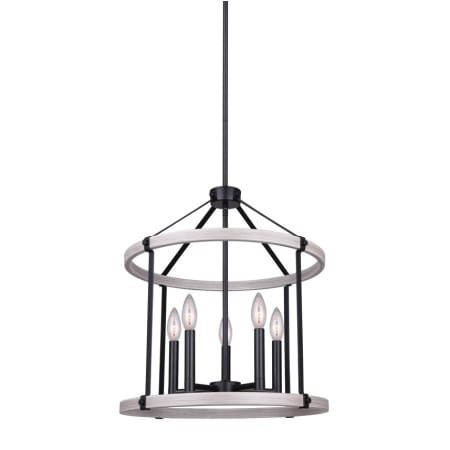 Canarm Joelle 5 Light 19" Wide Taper Candle Pendant Matte Black / Brushed Grey