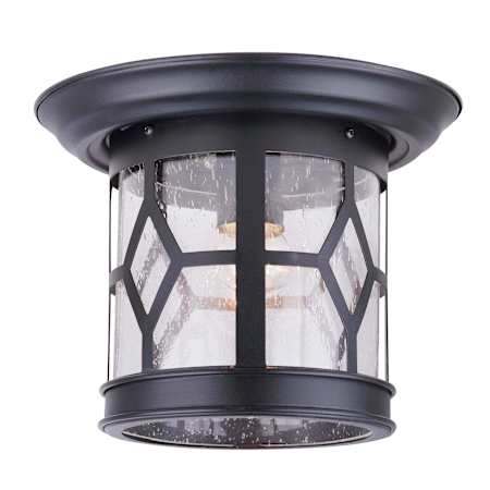 Canarm Atlanta Single Light 10" Wide Outdoor Flush Mount Lantern Ceiling Fixture Black