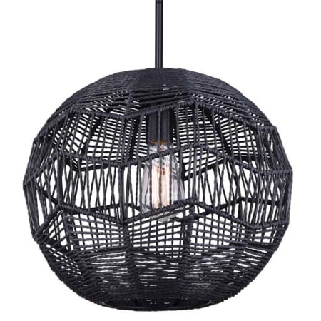 Canarm Leona 15" Wide Wood Pendant Black