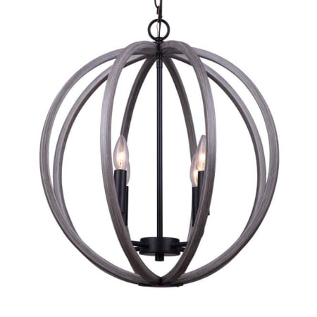 Canarm Armelle 4 Light 20" Wide Wood Multi Light Pendant Black / Grey / Faux wood