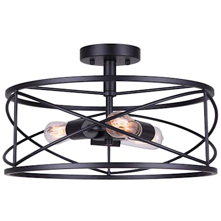 Canarm Malene 3 Light 16" Wide Semi-Flush Drum Ceiling Fixture Black
