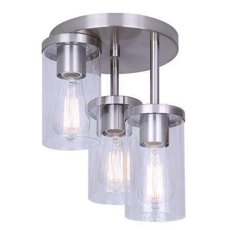 Canarm Britton 3 Light 11" Wide Semi-Flush Ceiling Fixture Brushed Nickel