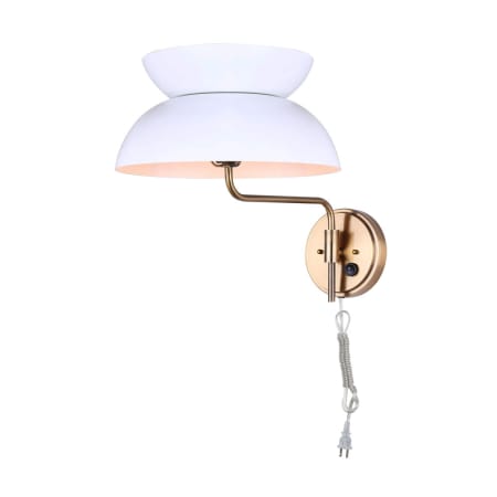 Canarm Mila 14" Tall Plug-In Wall Sconce Gold / Matte White