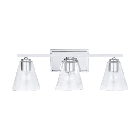 Capital Lighting 3 Light 8" Tall Bathroom Vanity Light with Patterned/Etched Glass Shades Chrome