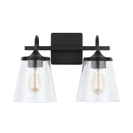 Capital Lighting 2 Light 15-1/4" Wide Bathroom Vanity Light with Clear Seedy Glass Shades Matte Black