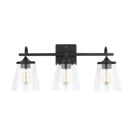 Capital Lighting 3 Light 10-1/2" Tall Bathroom Vanity Light with Clear Seedy Glass Shades Matte Black