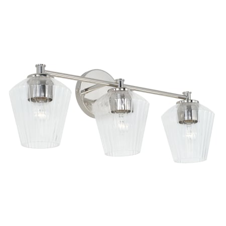 Capital Lighting 3 Light 24" Wide Bathroom Vanity Light with Ribbed Glass Shades Polished Nickel