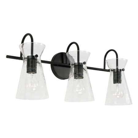 Capital Lighting 3 Light 24" Wide Bathroom Vanity Light with Crackle Glass Shades Matte Black
