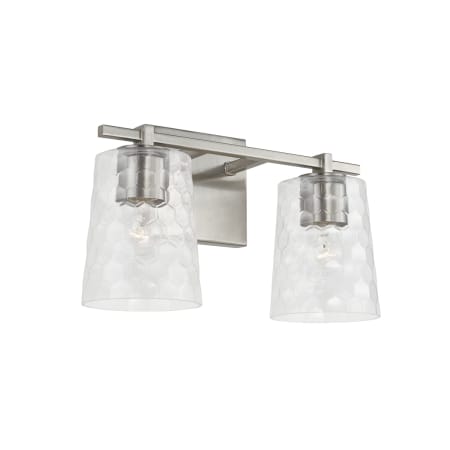 Capital Lighting 2 Light 15" Wide Bathroom Vanity Light with Patterned / Etched Glass Shades Brushed Nickel