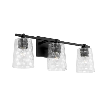 Capital Lighting 3 Light 24" Wide Bathroom Vanity Light with Patterned / Etched Glass Shades Matte Black
