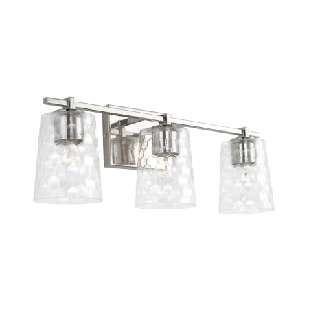 Capital Lighting 3 Light 24" Wide Bathroom Vanity Light with Patterned / Etched Glass Shades Polished Nickel
