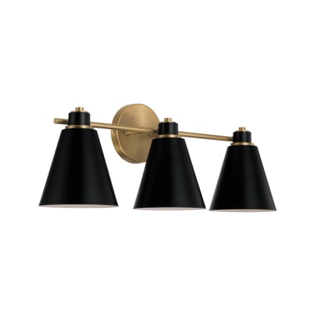 Capital Lighting Bradley 3 Light 24" Wide Vanity Light Aged Brass / Black