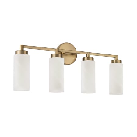Capital Lighting Alyssa 4 Light 28" Wide Vanity Light with Faux Alabaster Glass Shades Aged Brass