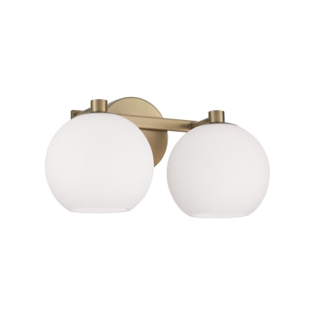 Capital Lighting Ansley 2 Light 15" Wide Vanity Light with Soft White Glass Shades Aged Brass